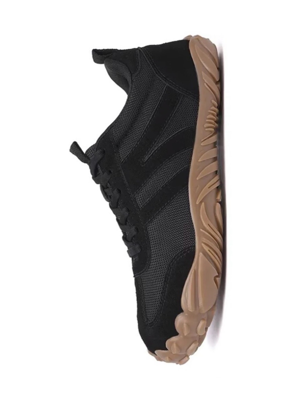 Men's Black Mesh & Suede Sneakers with Gum Sole